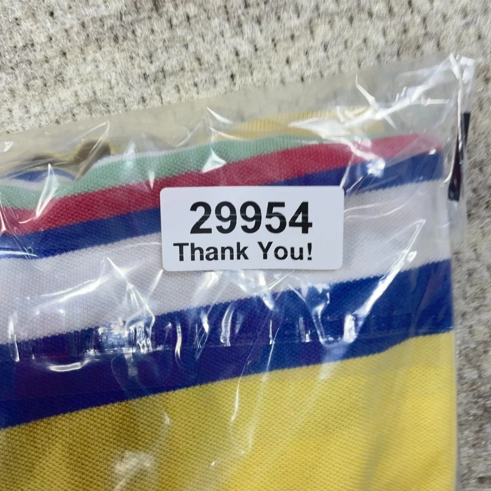 Polo Ralph Lauren Polo Shirt Men 2XB Yellow Blue Striped Mesh Rugby VTG Y2K *